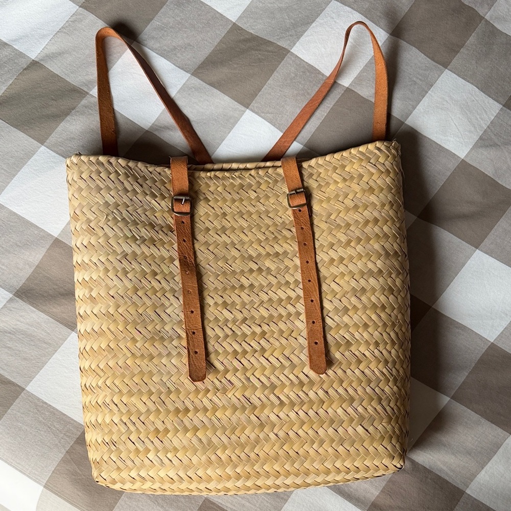 Stylish Tan Woven Backpack